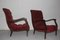 Italian Red Velvet and Walnut Lounge Chairs from Arredamenti Corallo, 1950s, Set of 2, Image 9