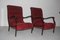Italian Red Velvet and Walnut Lounge Chairs from Arredamenti Corallo, 1950s, Set of 2 7