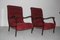 Italian Red Velvet and Walnut Lounge Chairs from Arredamenti Corallo, 1950s, Set of 2, Image 7