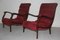 Italian Red Velvet and Walnut Lounge Chairs from Arredamenti Corallo, 1950s, Set of 2 2