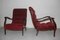 Italian Red Velvet and Walnut Lounge Chairs from Arredamenti Corallo, 1950s, Set of 2 1