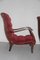 Italian Red Velvet and Walnut Lounge Chairs from Arredamenti Corallo, 1950s, Set of 2 8