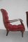 Italian Red Velvet and Walnut Lounge Chairs from Arredamenti Corallo, 1950s, Set of 2, Image 8