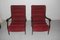 Italian Red Velvet and Walnut Lounge Chairs from Arredamenti Corallo, 1950s, Set of 2, Image 4