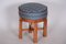 Art Deco Walnut & Fabric Stool, Czechoslovakia, 1930s, Image 3