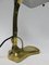 Antique Art Nouveau Enameled Brass Bankers Lamp with Dark Green Shade, Image 18