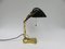 Antique Art Nouveau Enameled Brass Bankers Lamp with Dark Green Shade 6