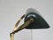 Antique Art Nouveau Enameled Brass Bankers Lamp with Dark Green Shade, Image 11