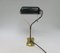 Antique Art Nouveau Enameled Brass Bankers Lamp with Dark Green Shade, Image 5