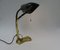 Antique Art Nouveau Enameled Brass Bankers Lamp with Dark Green Shade 8