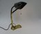 Antique Art Nouveau Enameled Brass Bankers Lamp with Dark Green Shade, Image 8