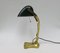 Antique Art Nouveau Enameled Brass Bankers Lamp with Dark Green Shade 2