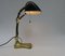 Antique Art Nouveau Enameled Brass Bankers Lamp with Dark Green Shade 7