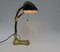 Antique Art Nouveau Enameled Brass Bankers Lamp with Dark Green Shade, Image 7