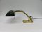 Antique Art Nouveau Enameled Brass Bankers Lamp with Dark Green Shade 3