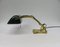 Antique Art Nouveau Enameled Brass Bankers Lamp with Dark Green Shade, Image 3