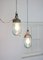 Vintage Industrial Blue Glass and Grey Metal Pendant Lamps, 1950s, Set of 2 4