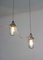 Vintage Industrial Blue Glass and Grey Metal Pendant Lamps, 1950s, Set of 2 5