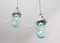 Vintage Industrial Blue Glass and Grey Metal Pendant Lamps, 1950s, Set of 2, Image 2