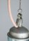 Lámparas colgantes industriales vintage de vidrio azul y metal gris, años 50. Juego de 2, Imagen 13