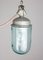 Vintage Industrial Blue Glass and Grey Metal Pendant Lamps, 1950s, Set of 2 8
