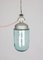 Vintage Industrial Blue Glass and Grey Metal Pendant Lamps, 1950s, Set of 2 1