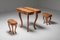 Rustic Wabi Sabi Dining Table and Stools Set, 1940s, Set of 3 4