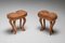 Rustic Wabi Sabi Dining Table and Stools Set, 1940s, Set of 3 18