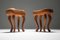 Rustic Wabi Sabi Dining Table and Stools Set, 1940s, Set of 3 10