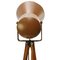 Industrielle Mid-Century Dreibein Stehlampe aus braunem Metall & Holz 5