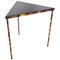 Industrial Smoked Glass and Steel Triangle Corner Side Table, 1990s, Image 1