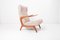 Upholstered Lounge Chair & Stool Set, Italy, 1950s, Set of 3, Image 8