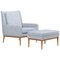 Upholstered Lounge Chair & Stool Set, Italy, 1950s, Set of 3, Image 19