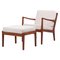 Upholstered Lounge Chair & Stool Set, Italy, 1950s, Set of 3 18