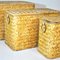 Wicker Containers with Brass Handles, 1960s, Set of 3 3