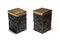 Black and Bronze Lava Stools, 1990s, Set of 2, Image 1