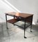 Mid-Century Black Iron Coffee Table with Clear Glass and Wooden Shelves, Image 2