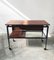 Mid-Century Black Iron Coffee Table with Clear Glass and Wooden Shelves, Image 1
