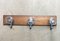 Mid-Century Brushed Steel and Solid Wood Wall Coat Rack 1