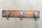 Mid-Century Brushed Steel and Solid Wood Wall Coat Rack, Image 1