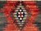 Large Vintage Turkish Black and Red Square Wool Kilim Rug, 1950s 6