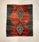 Large Vintage Turkish Black and Red Square Wool Kilim Rug, 1950s 1