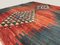 Large Vintage Turkish Black and Red Square Wool Kilim Rug, 1950s, Image 5