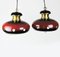 Space Age Red and Gold Pendant Lamps, 1960s, Set of 2 1