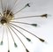 Large Italian Chartreuse Green Brass Sputnik Flush Light Ceiling Lamp from Stilnovo, 1950s 5