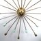 Large Italian Chartreuse Green Brass Sputnik Flush Light Ceiling Lamp from Stilnovo, 1950s 6