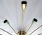 Large Italian Chartreuse Green Brass Sputnik Flush Light Ceiling Lamp from Stilnovo, 1950s 12