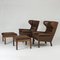 Leather and Rosewood Armchairs by Hans J. Wegner for AP Stolen, 1960s, Set of 4 4