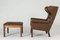Leather and Rosewood Armchairs by Hans J. Wegner for AP Stolen, 1960s, Set of 4 1