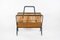 Stitched Leather and Rattan Magazine Rack by Jacques Adnet, 1950s, Image 3